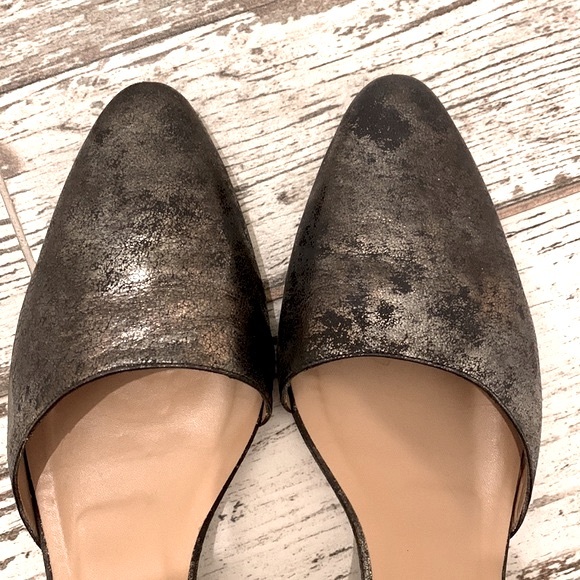 🇫🇷 D’Orsay Distressed Gunmetal Bronze Metallic Leather Flat 8.5 Made in Spain - Picture 3 of 14